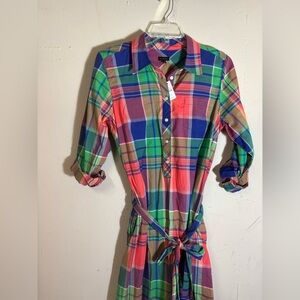 Talbots plaid shirt style dress. Size 16 NWT